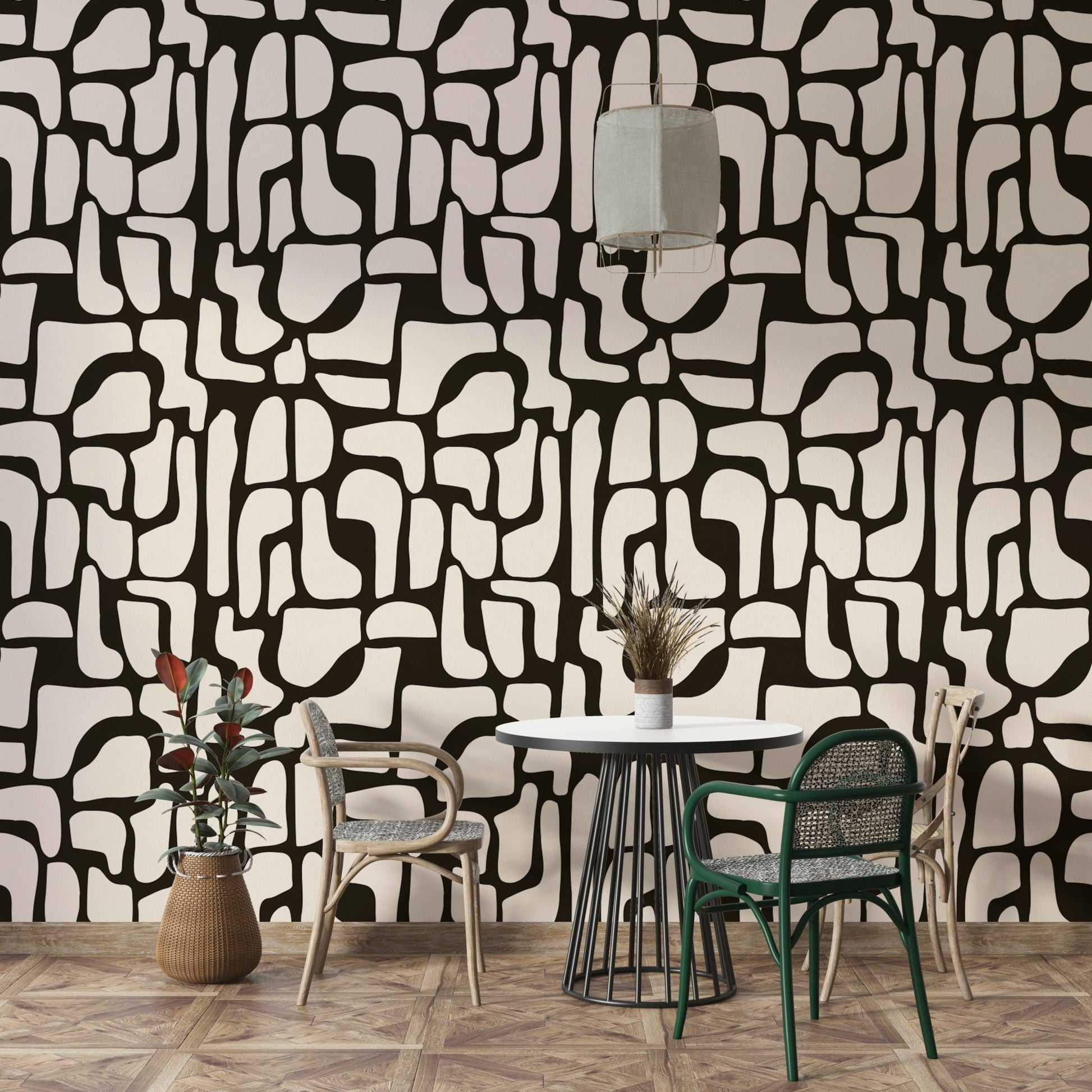Organic shapes wall mural.
