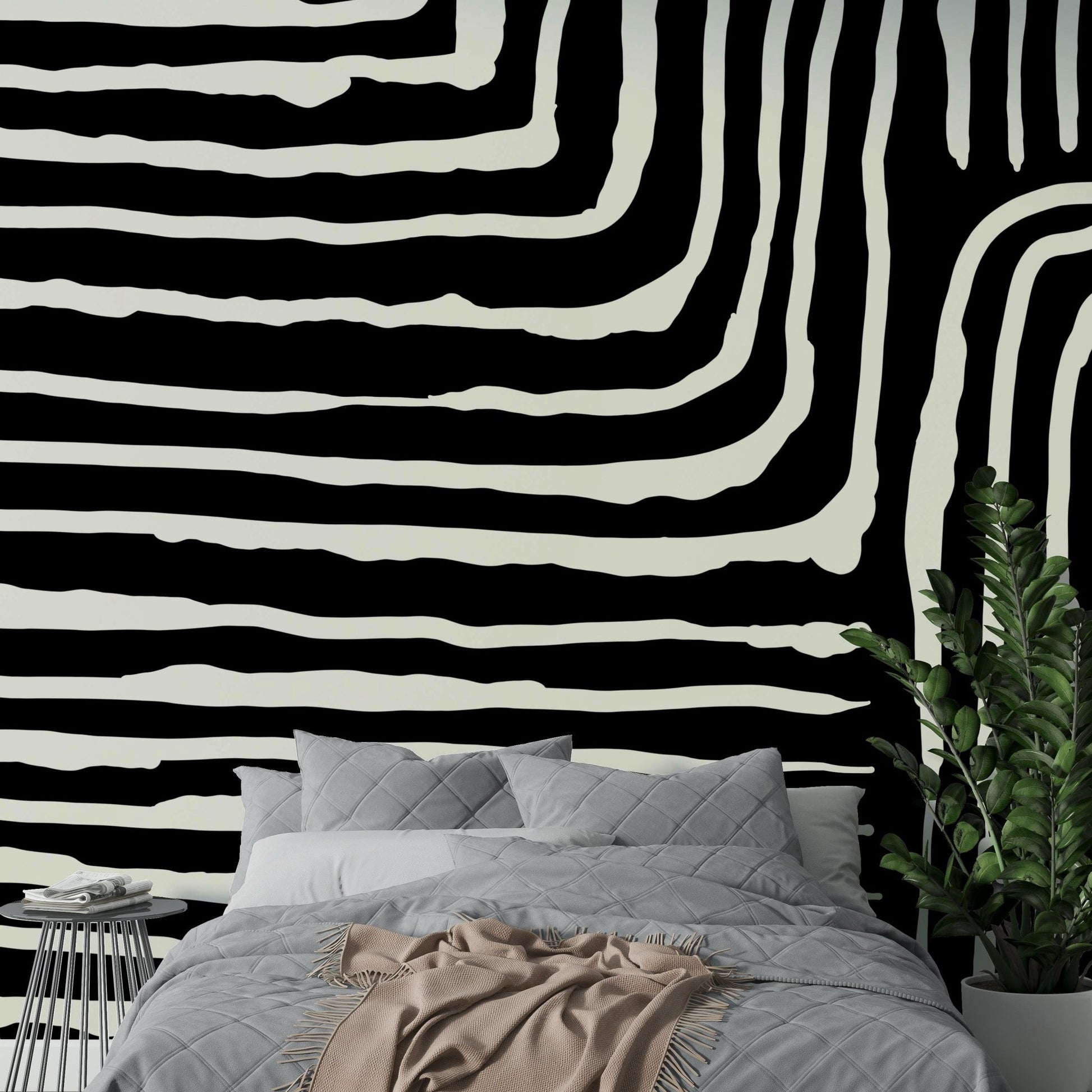 Organic stripe wallpaper mural

