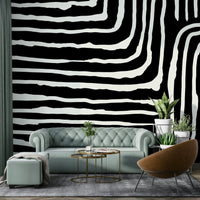 Hand-drawn line mural wallpaper

