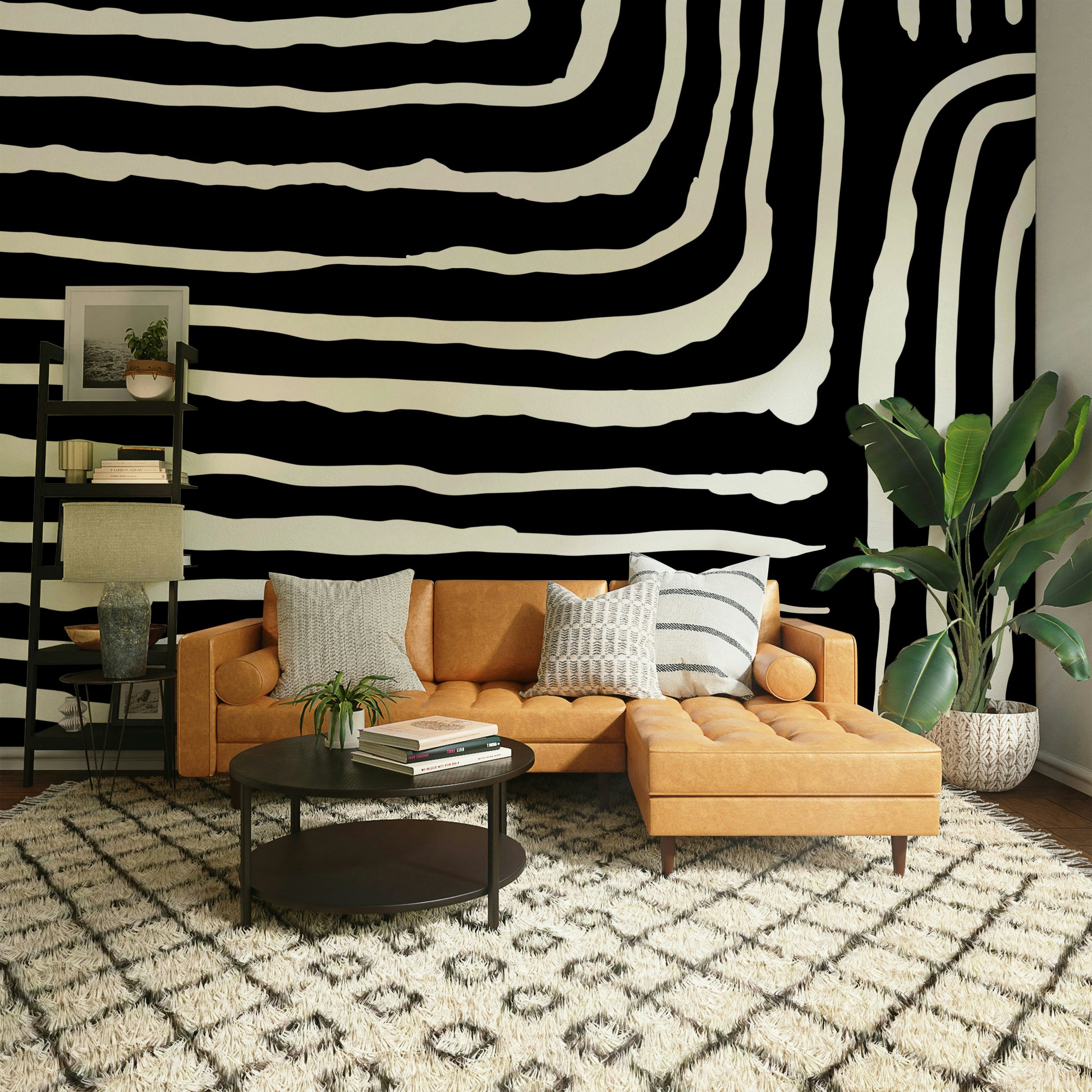 Artistic line pattern mural wallpaper

