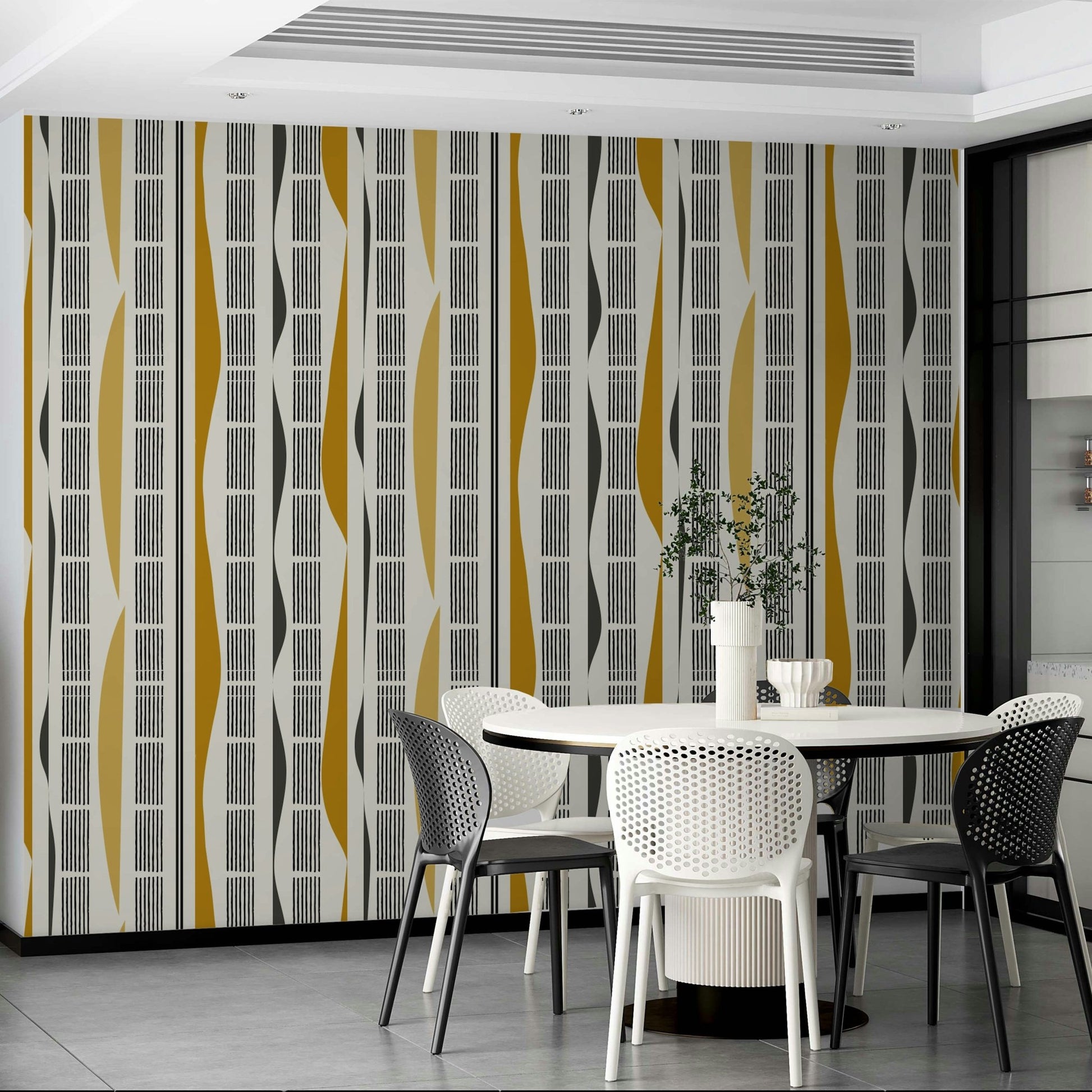 Abstract stripes and curves mural wallpaper
