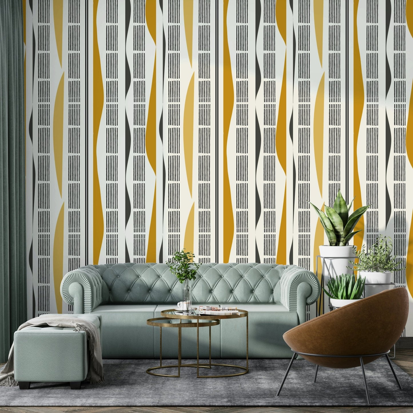 Geometric and organic wall mural
