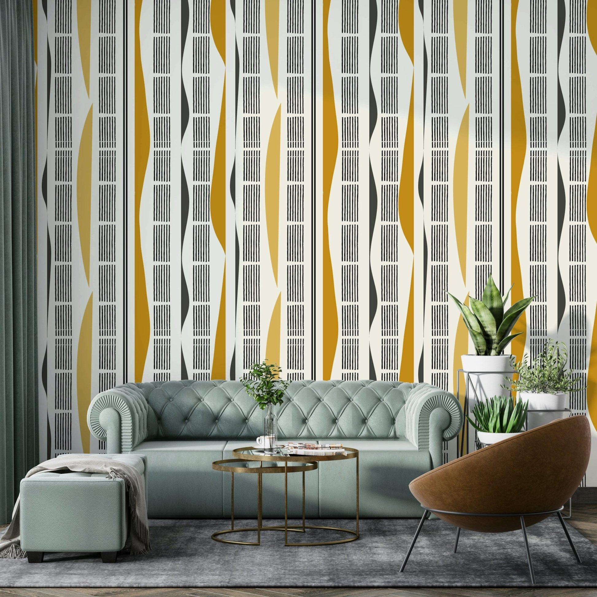 Geometric and organic wall mural
