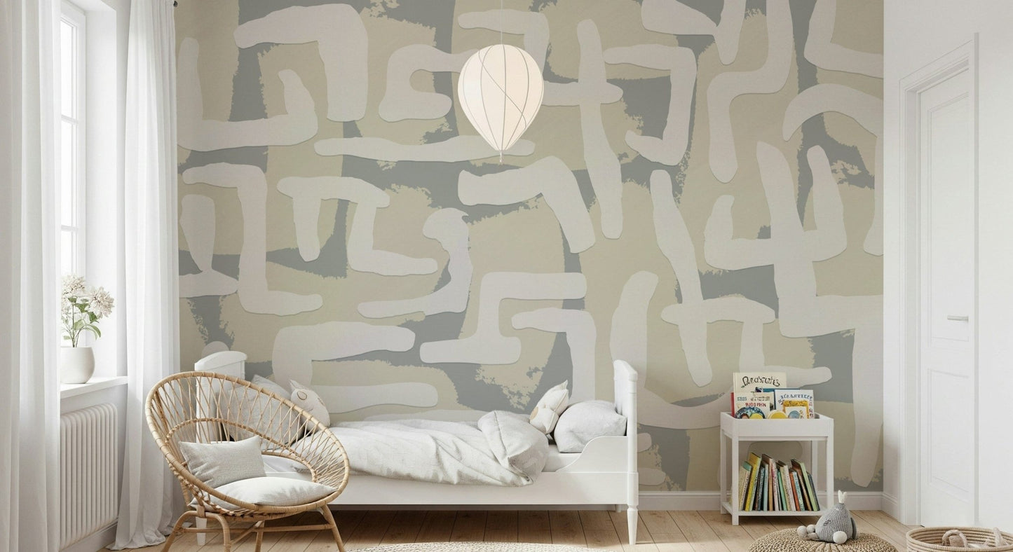 Textured beige Abstract Terrain wallpaper for a contemporary feature wall.