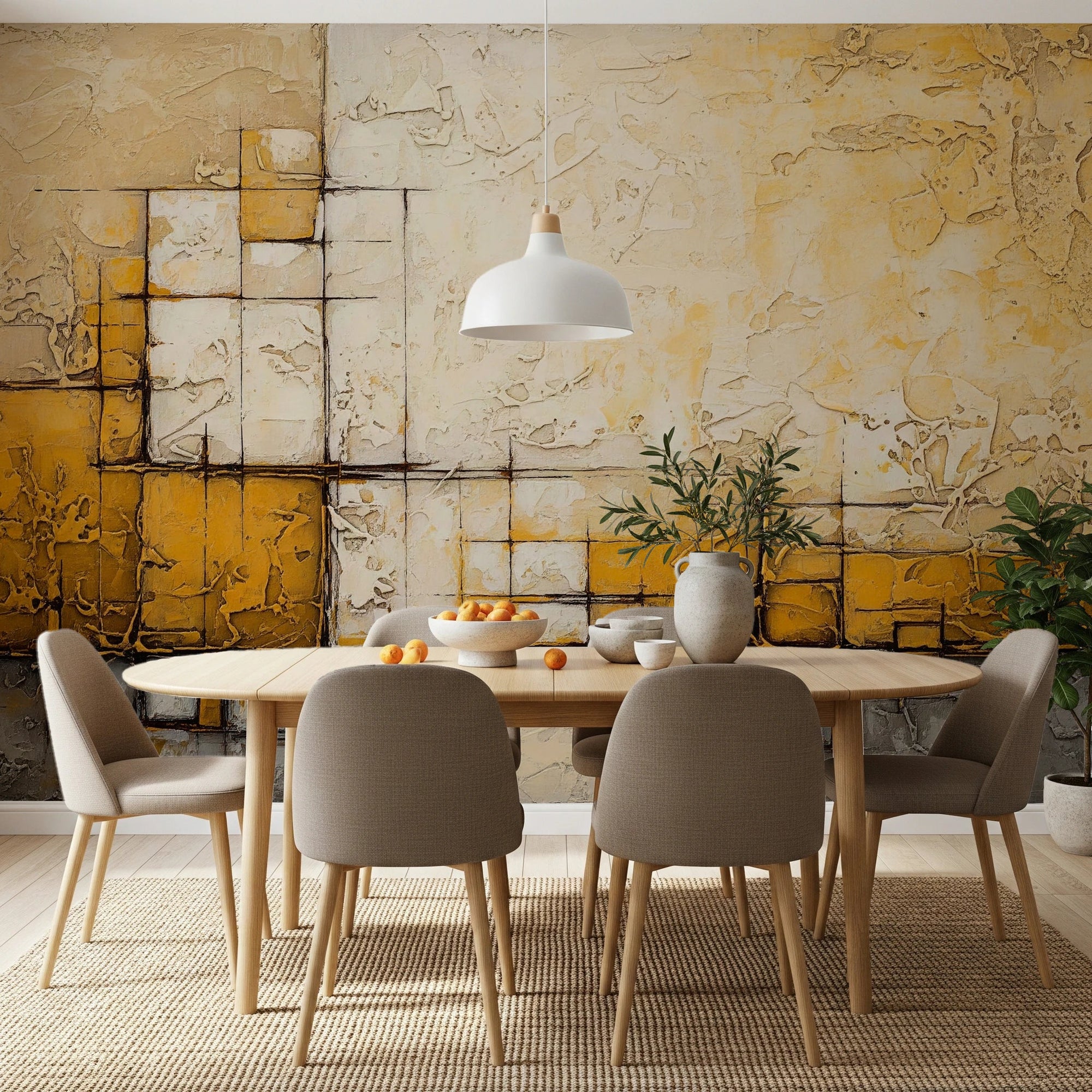 Textured geometric blocks in Abstract Texture wall mural for a dining room, GD8110