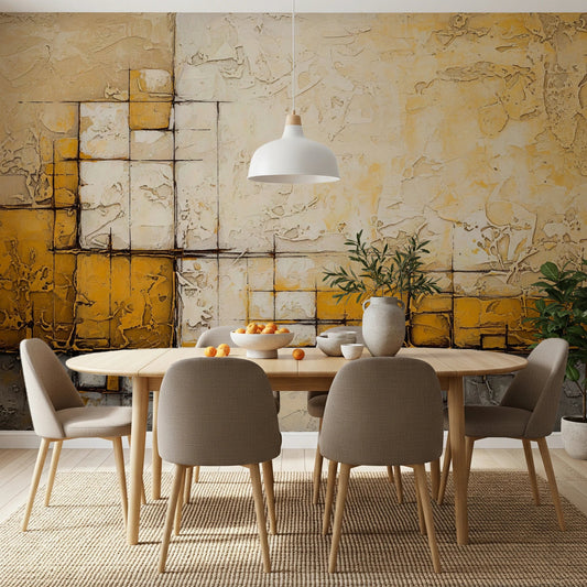 Textured geometric blocks in Abstract Texture wall mural for a dining room