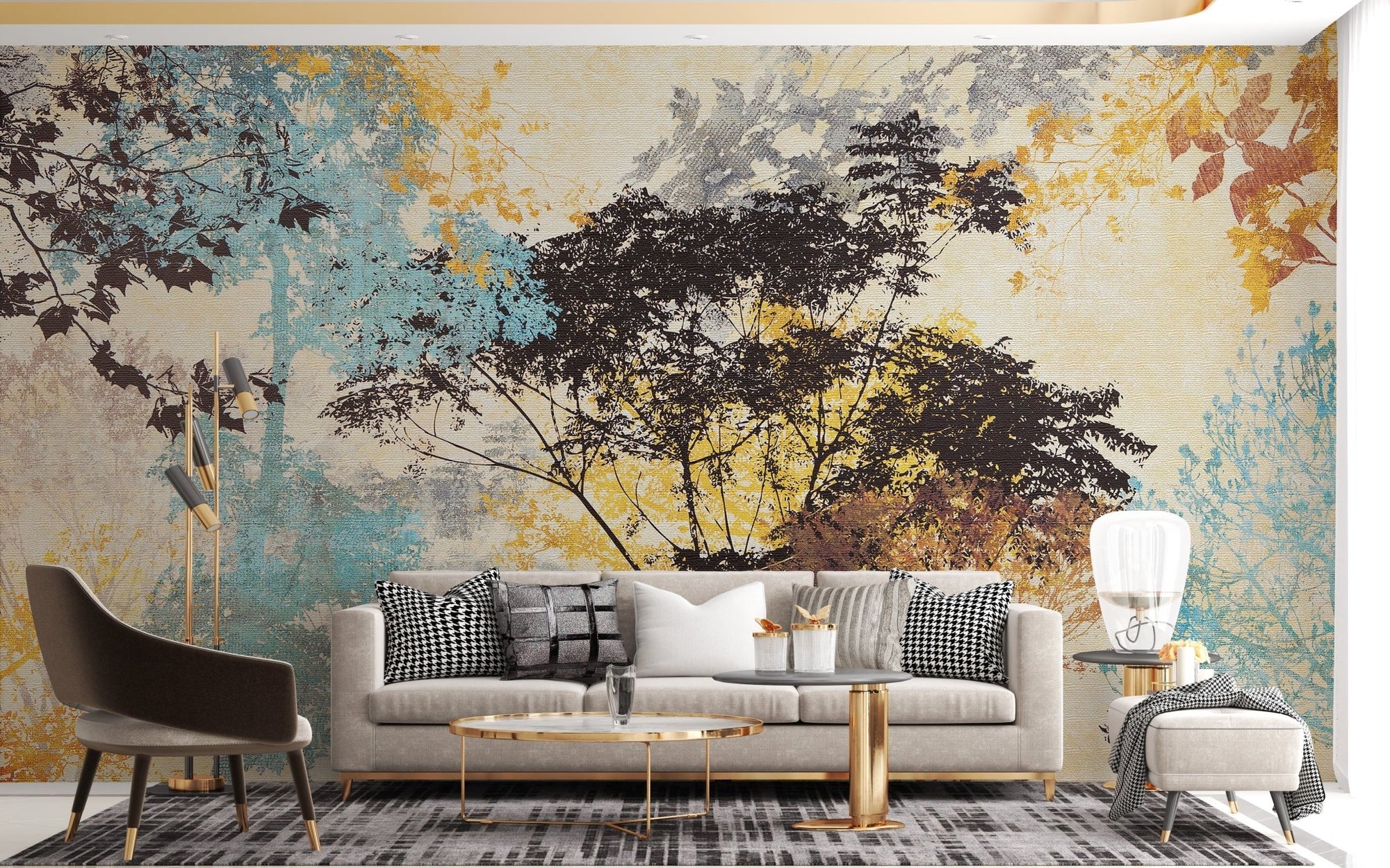 Colorful abstract tree wallpaper mural
 A103