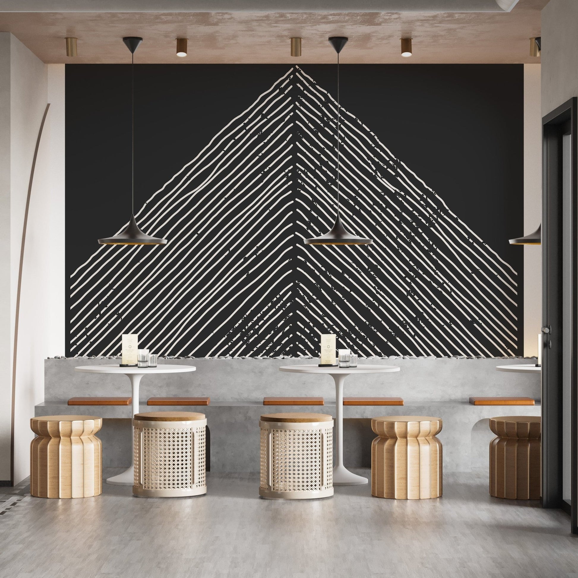 Abstract triangle mountain mural design for walls