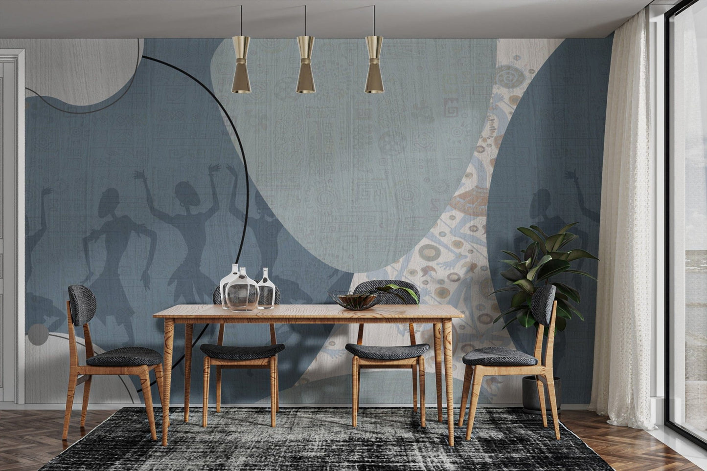 Bohemian tribal dance wallpaper mural
