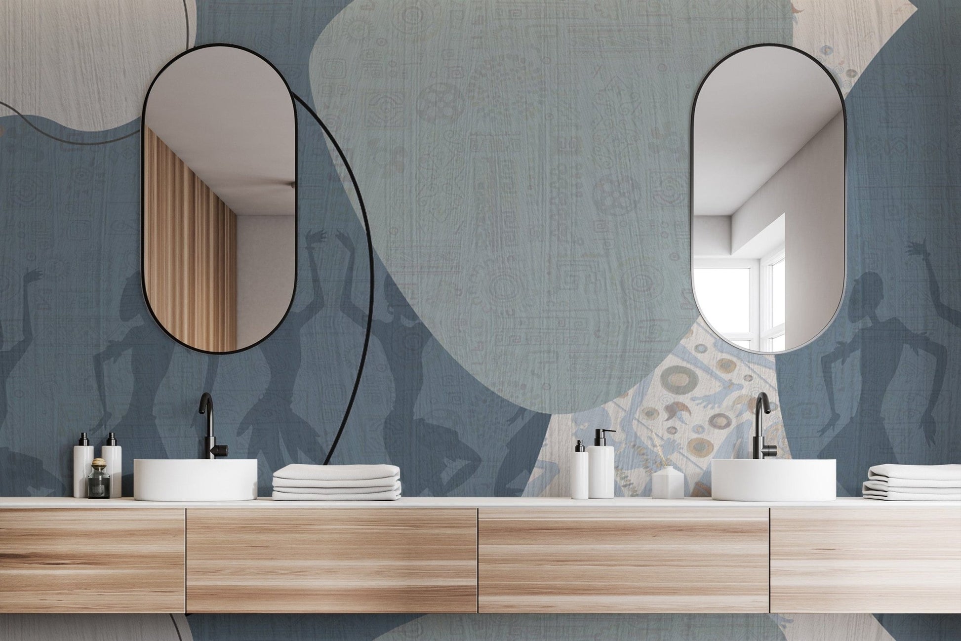 Dynamic tribal dance wall covering
