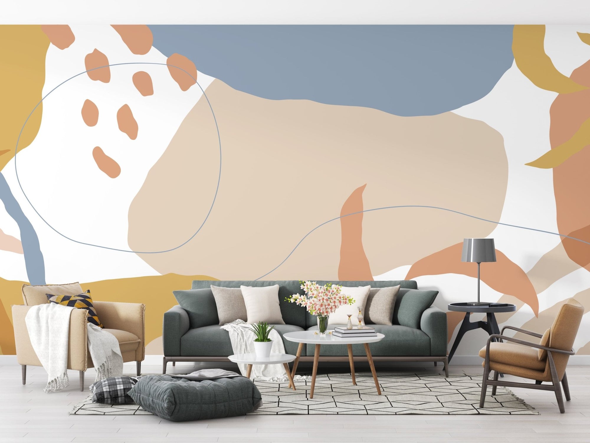 Abstract vector shapes wall mural design A114
