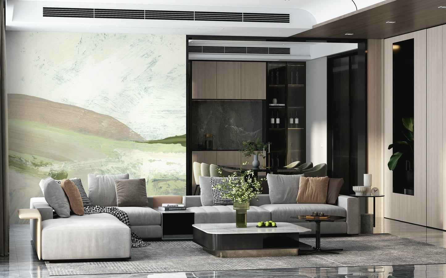 A contemplative gentle design wallpaper mural for a feature wall., GD5566