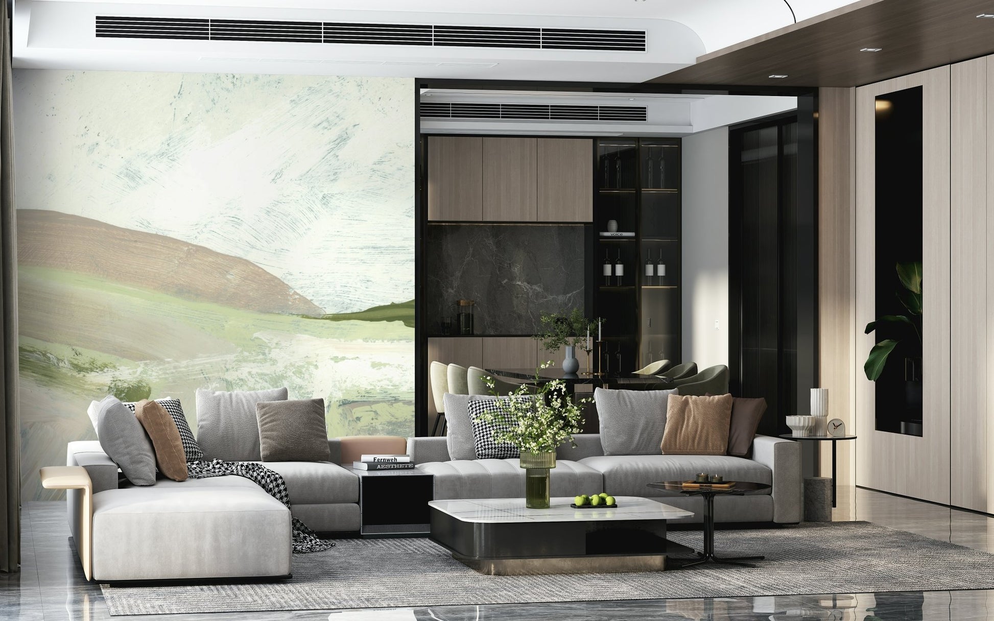 A contemplative gentle design wallpaper mural for a feature wall., GD5566