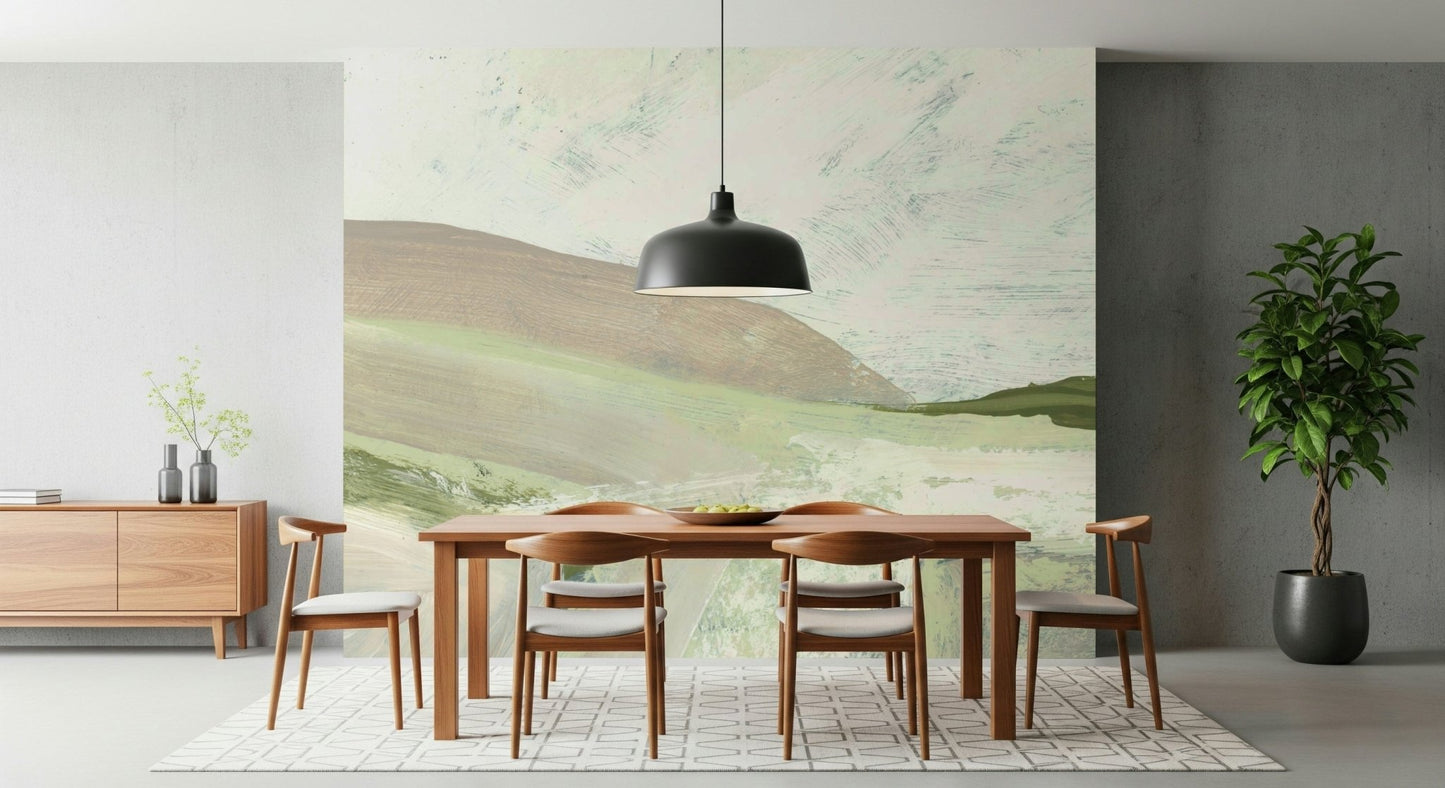 An artistic soft focus mural on minimalist wallpaper., GD5566