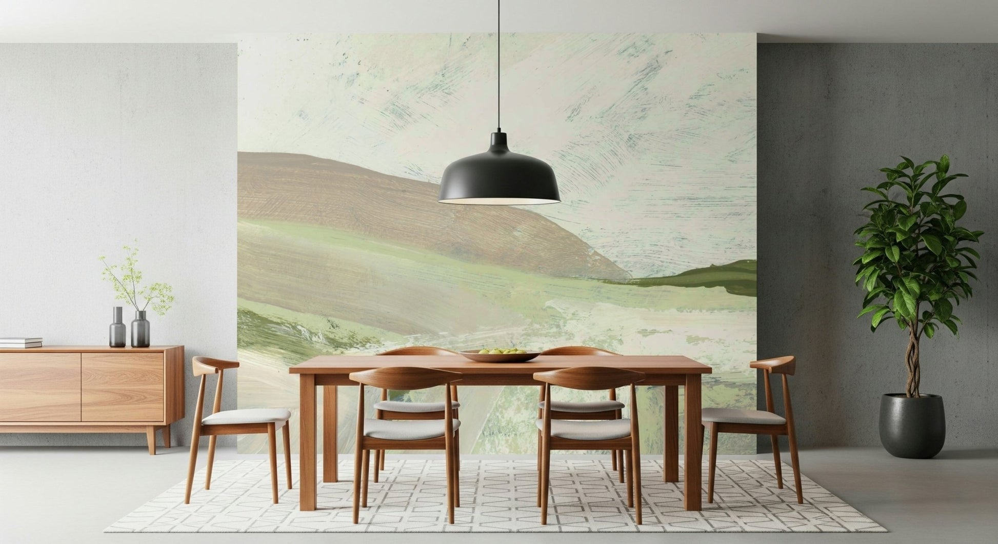 An artistic soft focus mural on minimalist wallpaper., GD5566