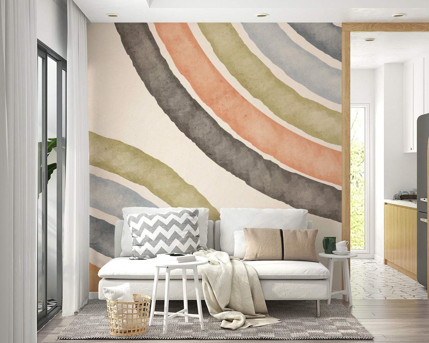Abstract Watercolor Arcs Wall Mural