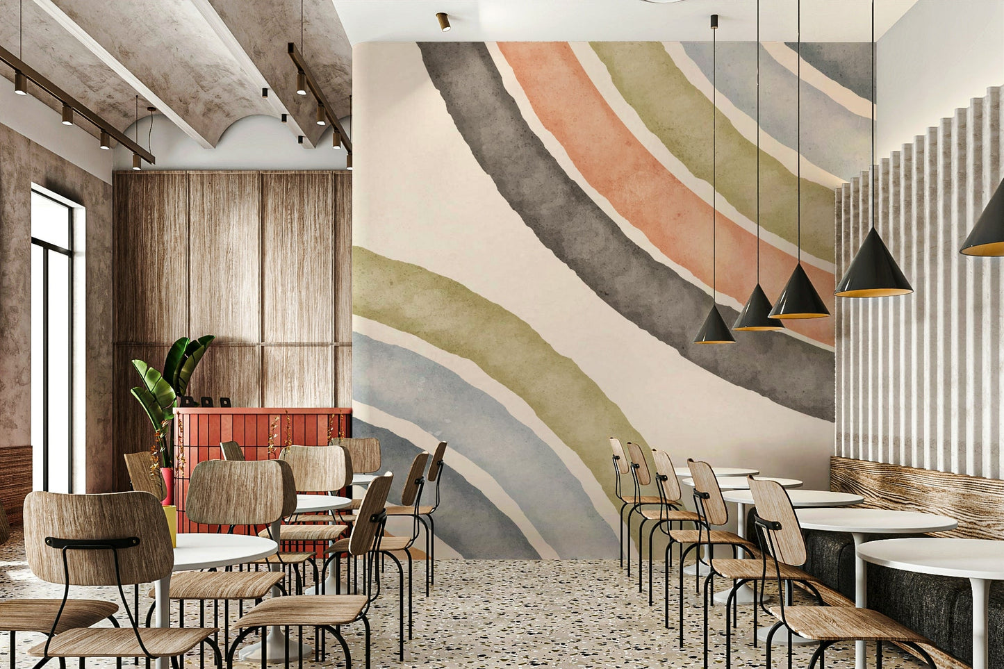 Abstract Watercolor Arcs Wall Mural