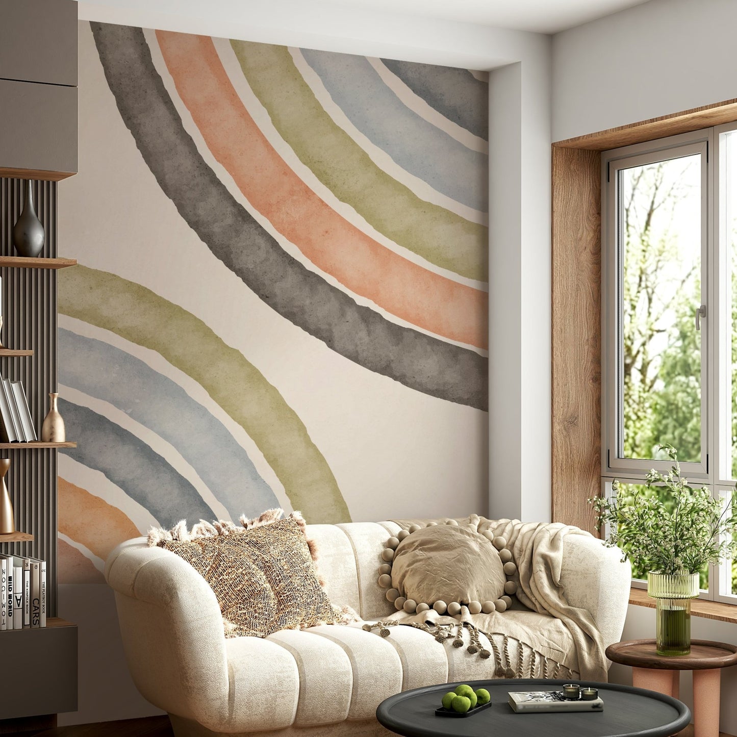 Abstract Watercolor Arcs Wall Mural