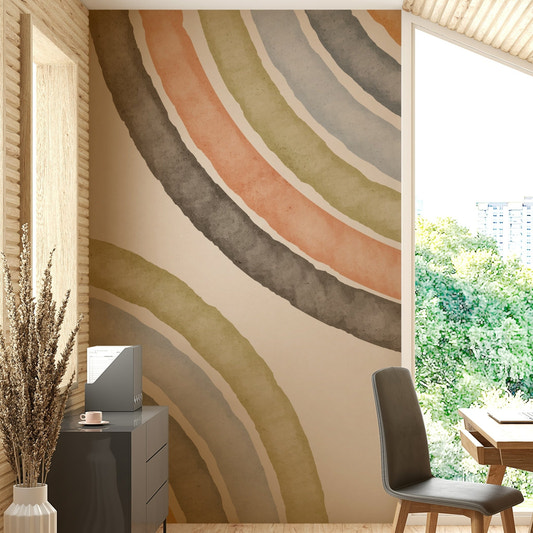 Abstract Watercolor Arcs Wall Mural
