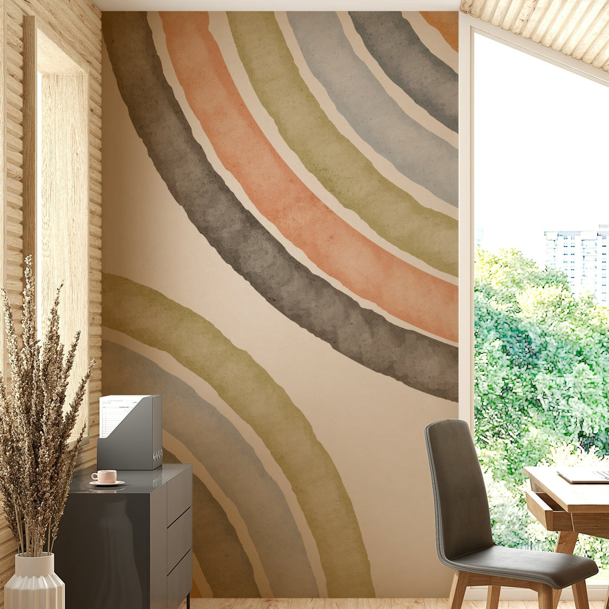 Abstract Watercolor Arcs Wall Mural GD614