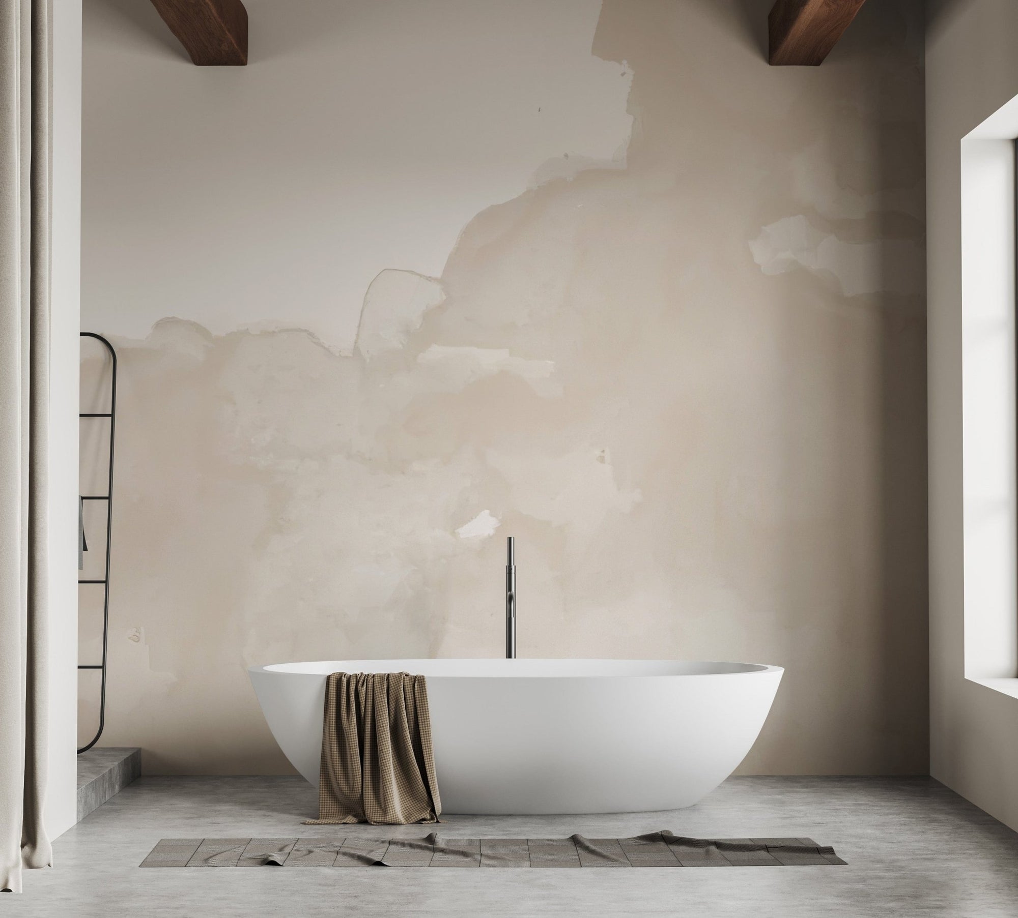 Neutral abstract watercolor wallpaper for modern interiors., C149