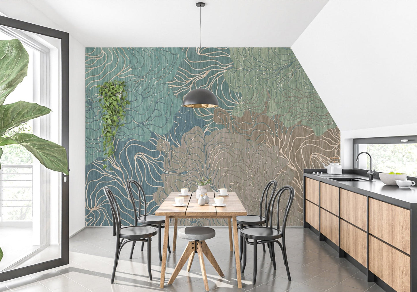 Abstract Wavy Pattern Wallpaper Mural - Giffywalls