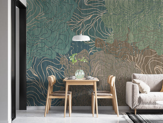 Modern abstract wavy wallpaper mural for dynamic home decor A853