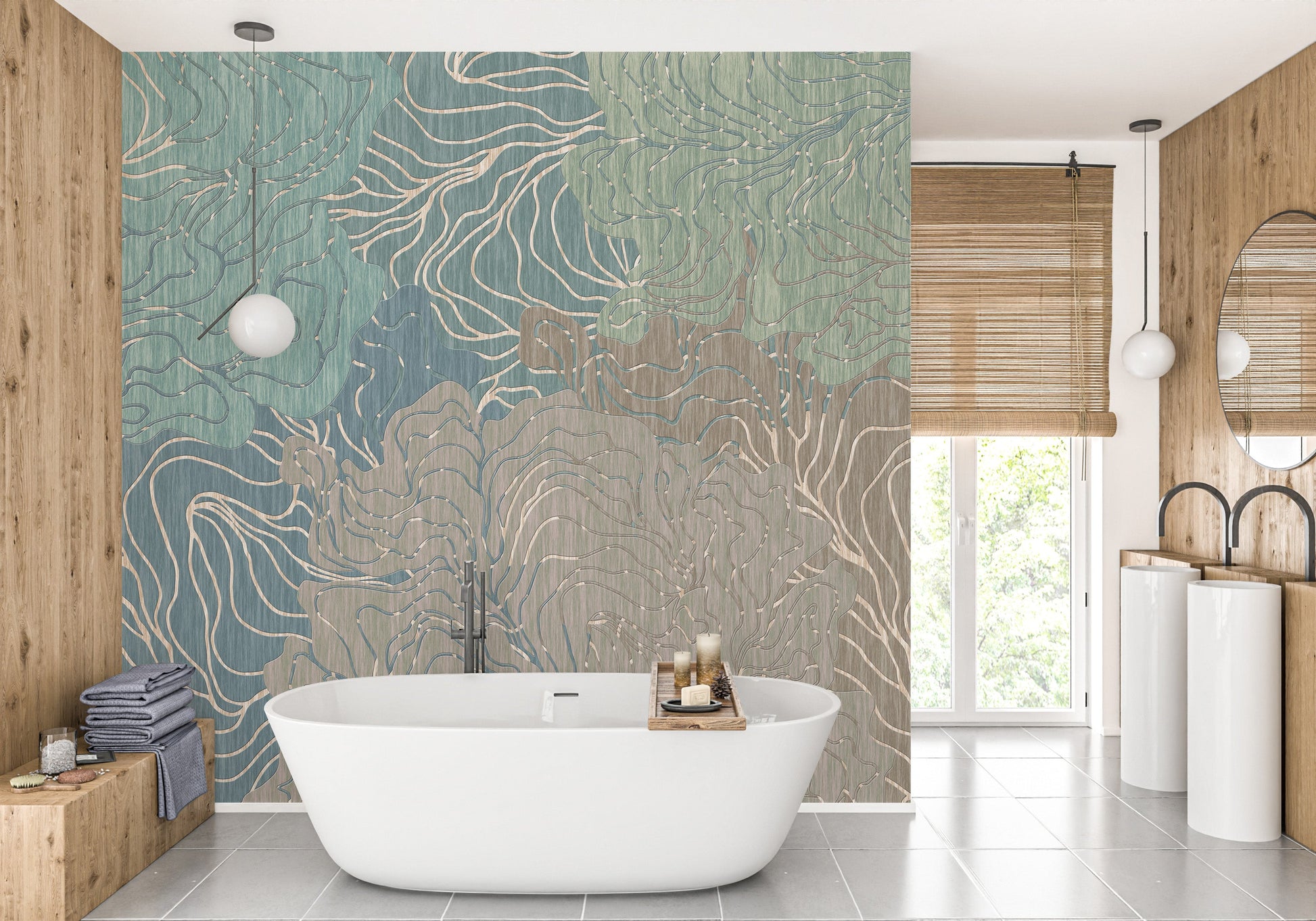 Abstract Wavy Pattern Wallpaper Mural - Giffywalls