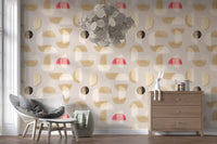 Abstract Whispering Shapes wall mural with soft geometric layout, GD9397