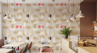 Modern geometric wall mural Abstract Whispering Shapes tones, GD9397
