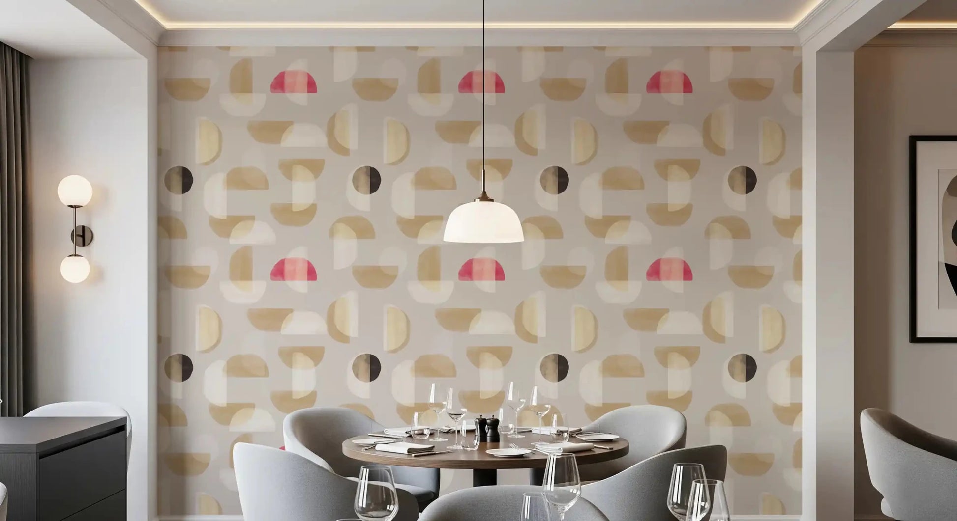Dining area wall Abstract Whispering Shapes mural modern pattern, GD9397