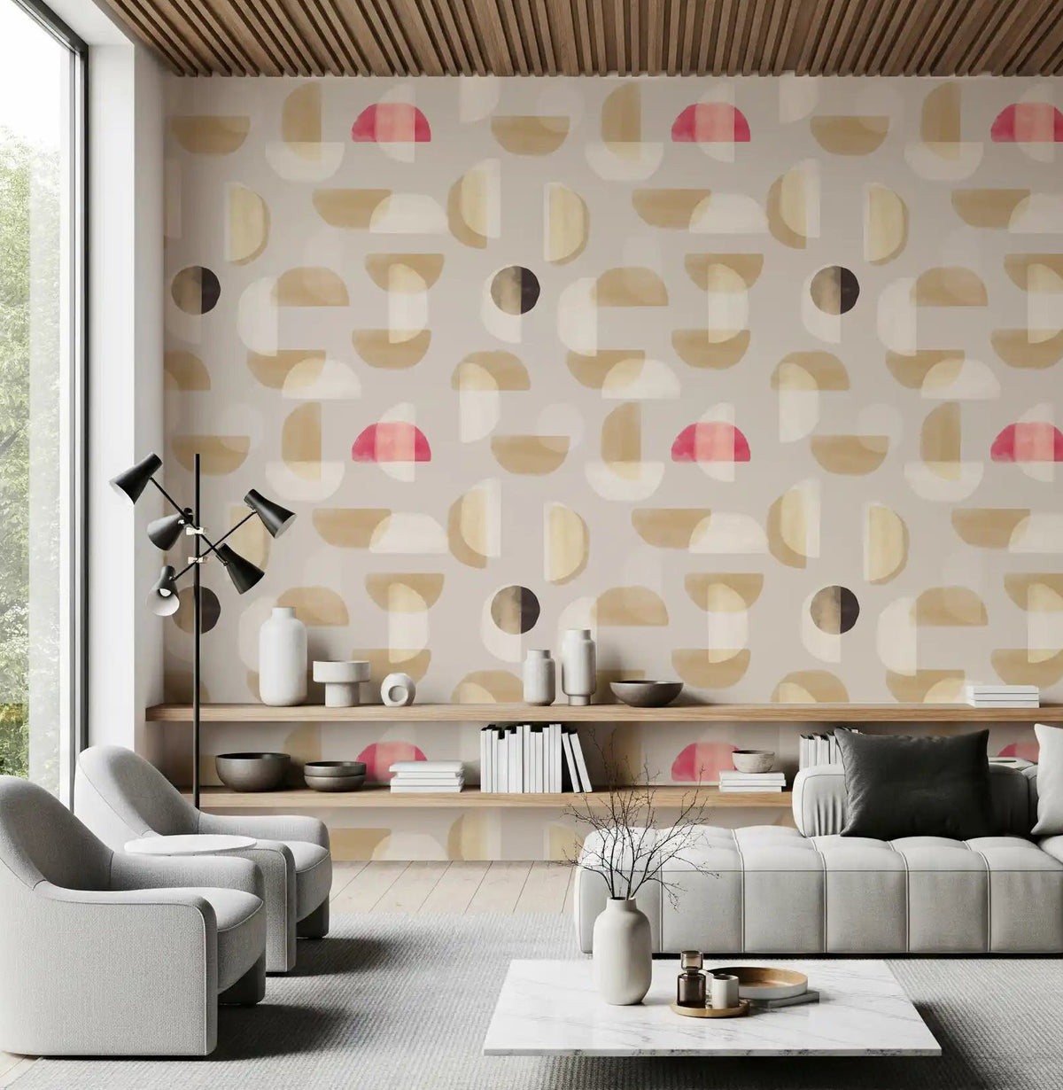 Living room Abstract Whispering Shapes wall mural pattern design, GD9397