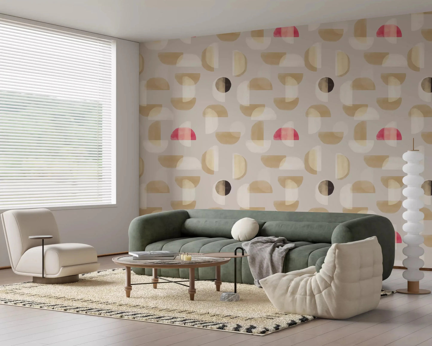 Hallway with Abstract Whispering Shapes wall mural neutral forms, GD9397