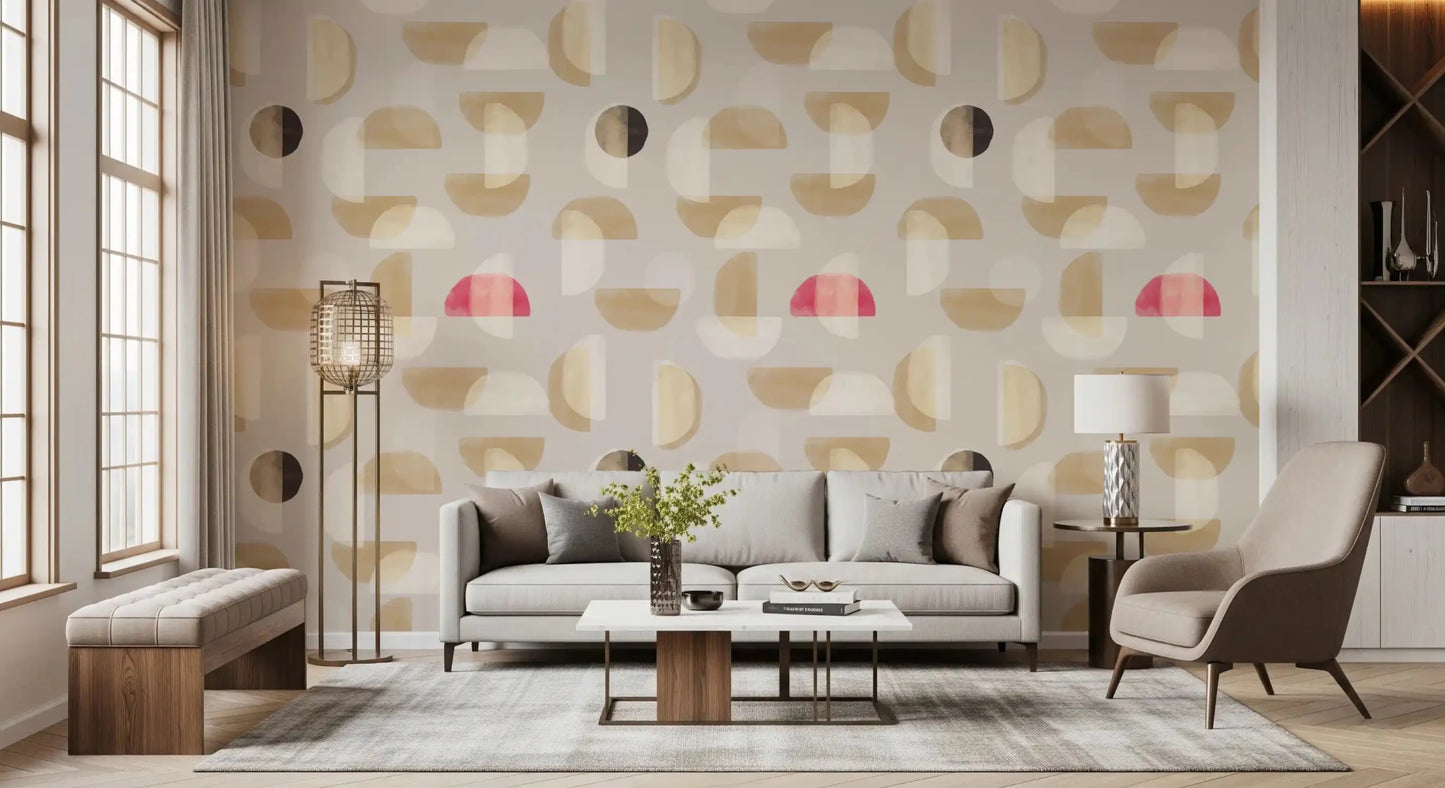 Neutral pattern wall mural Abstract Whispering Shapes design, GD9397