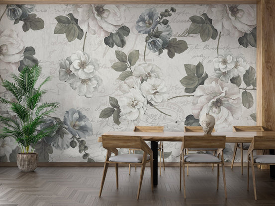 White abstract floral wall mural design
A102