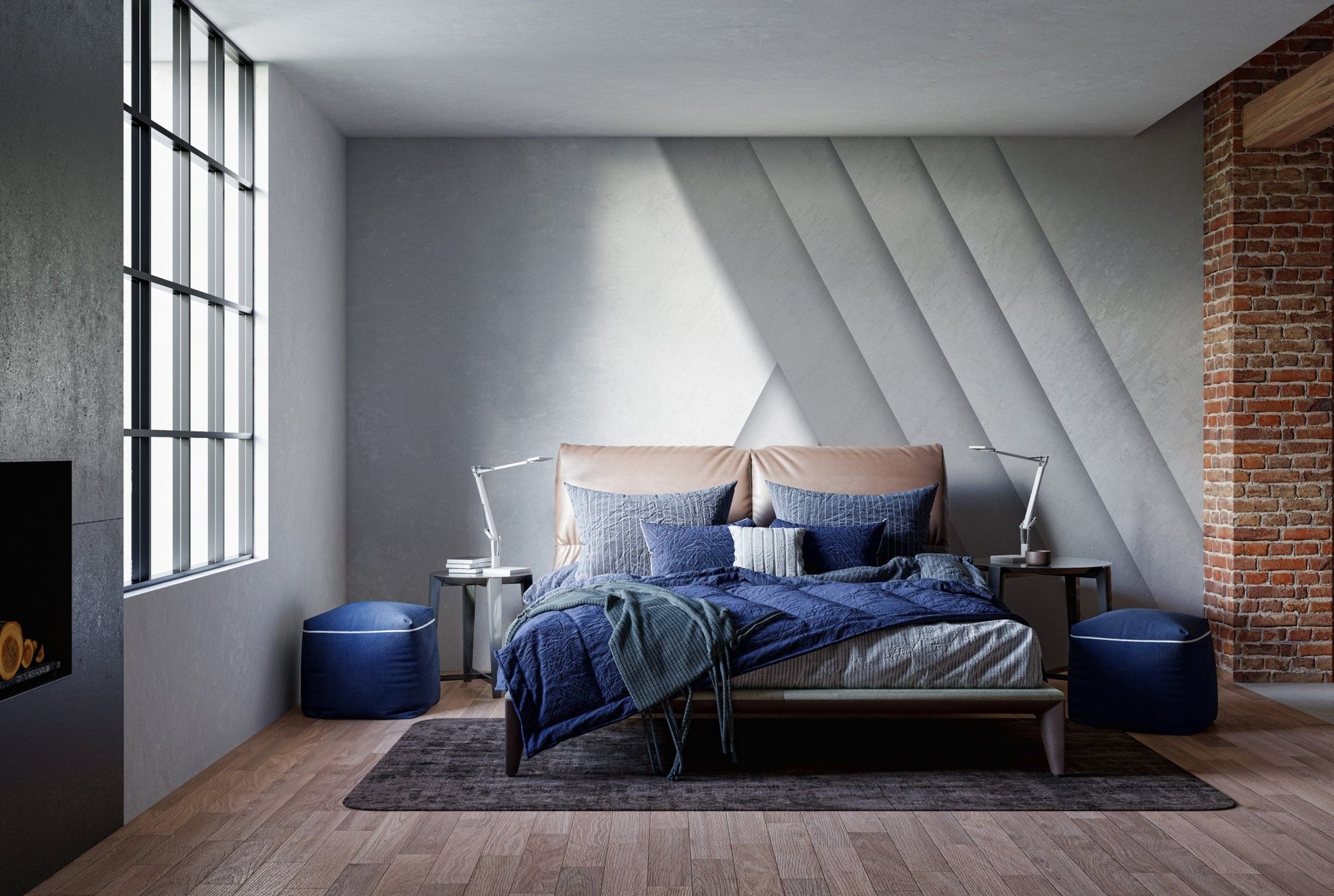 Modern white stripes wall decor
