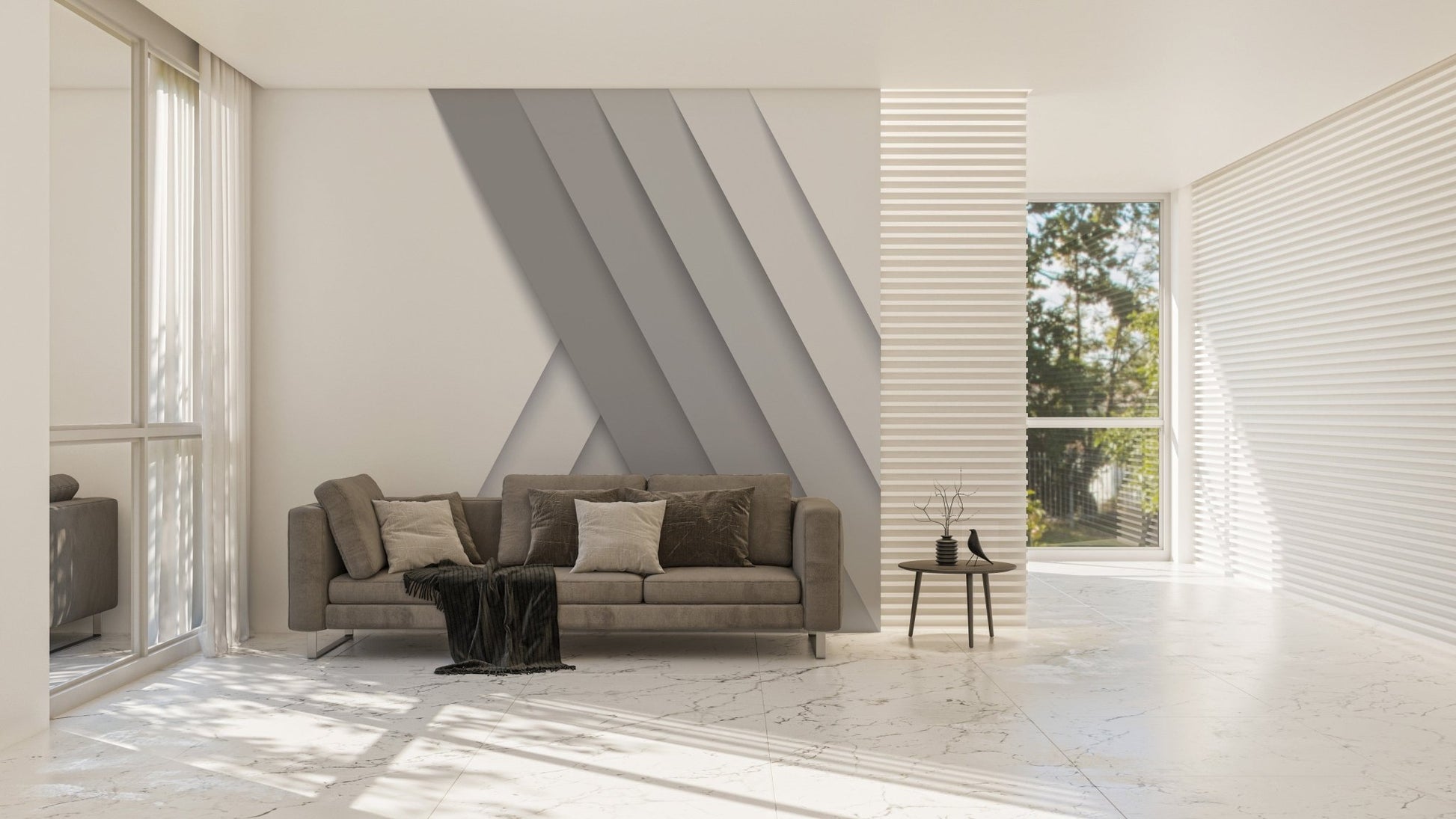 Abstract line pattern mural
