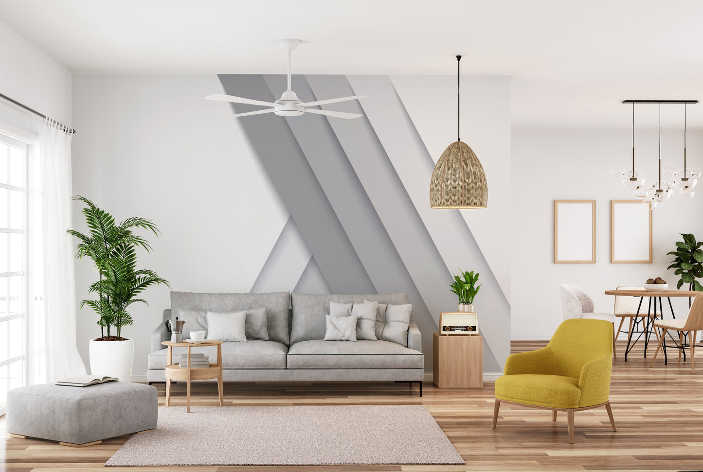 Abstract white stripes wall mural
