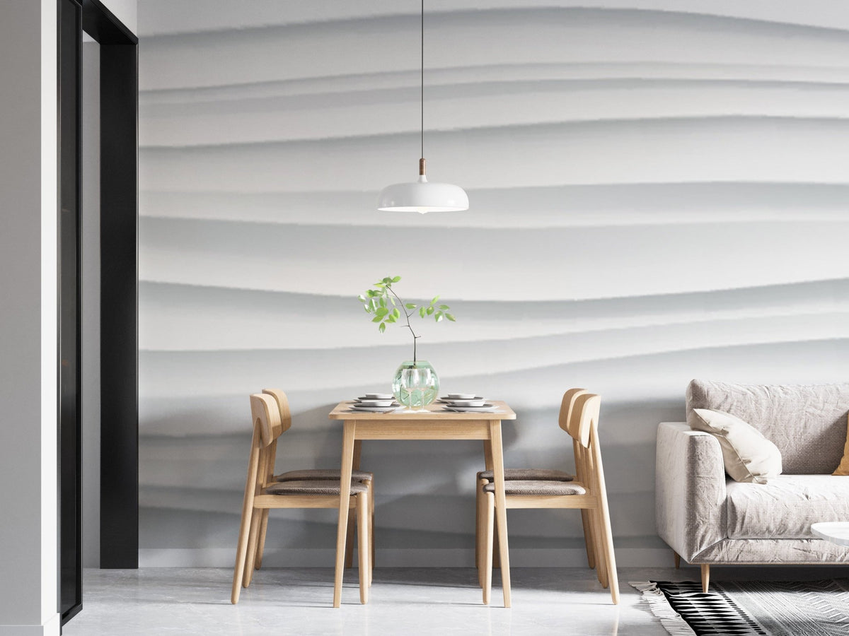 Minimalist white wave pattern wallpaper
 B104