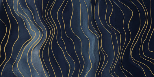 Navy Blue & Gold Chalk Lines Wallpaper Murals