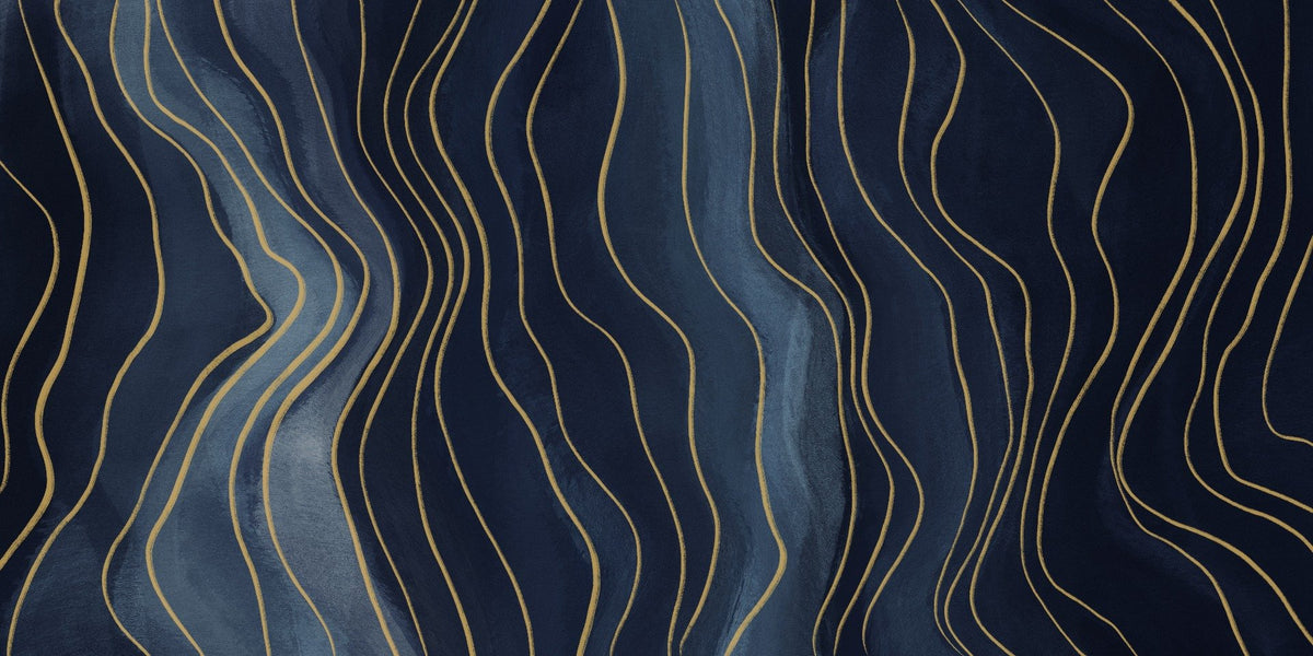 Navy Blue & Gold Chalk Lines Wallpaper Murals in your room — zoomed