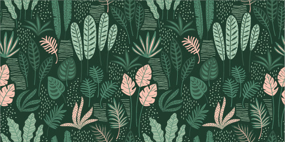 Jade Green Abstract Leaves Wallpaper Mural