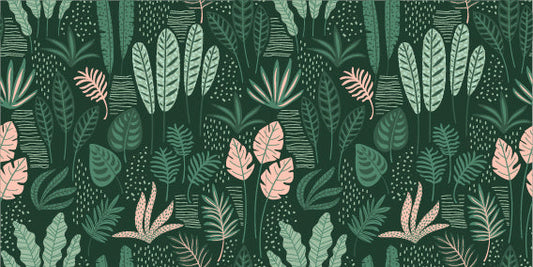 Jade Green Abstract Leaves Wallpaper Mural