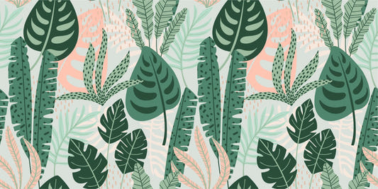 Trendy Green Leaves Wallpaper Mural