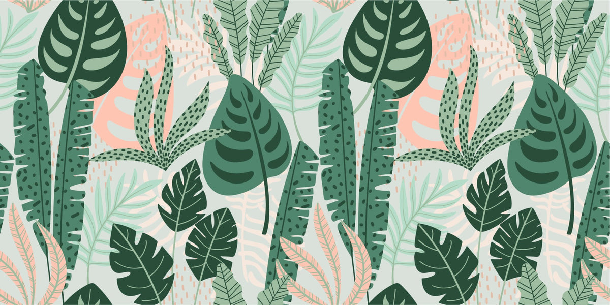 Trendy Green Leaves Wallpaper Mural