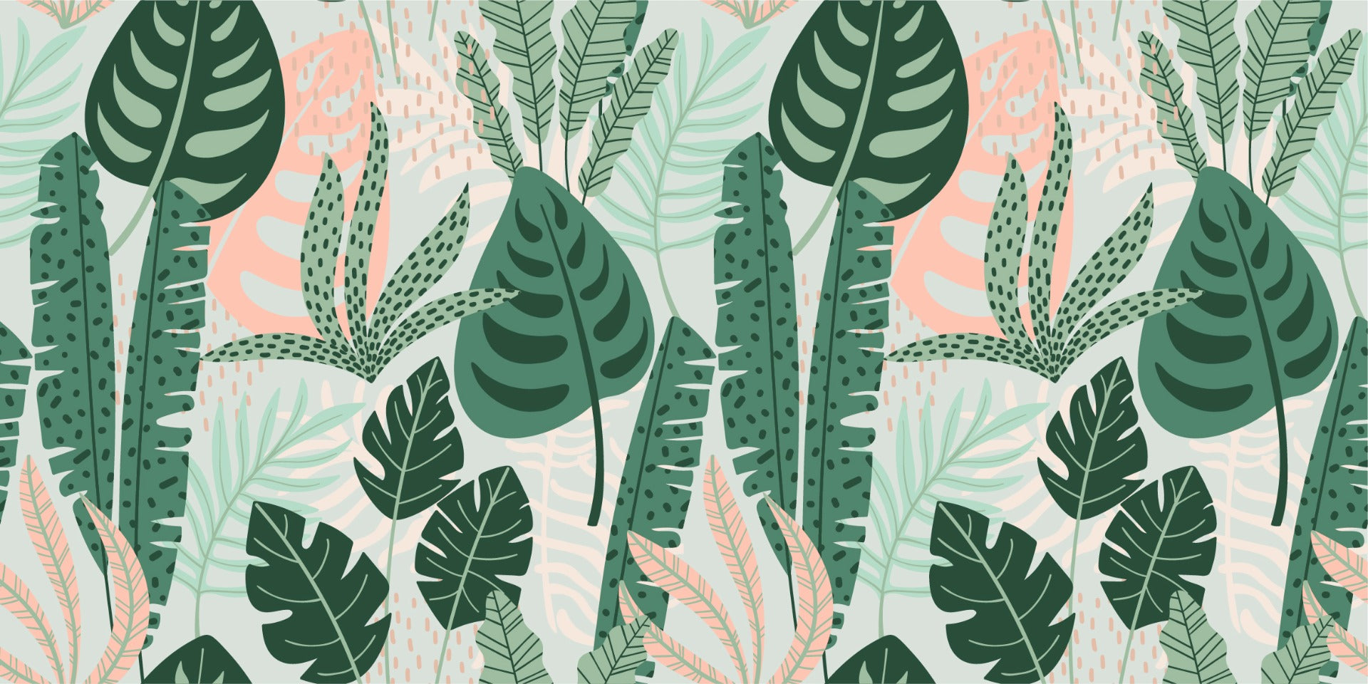 Trendy Green Leaves Wallpaper Mural