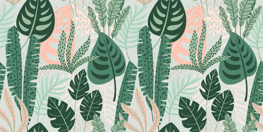 Trendy Green Leaves Wallpaper Mural