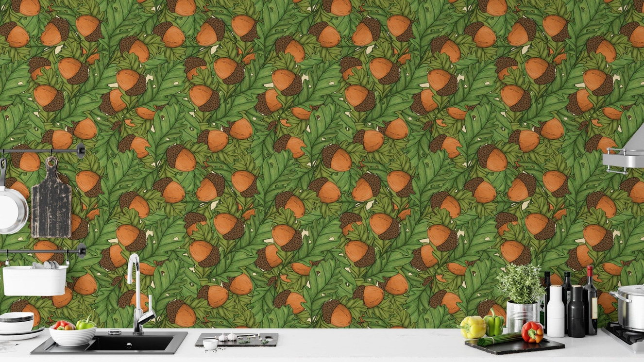 Modern acorns wallpaper for an earthy and stylish ambiance.