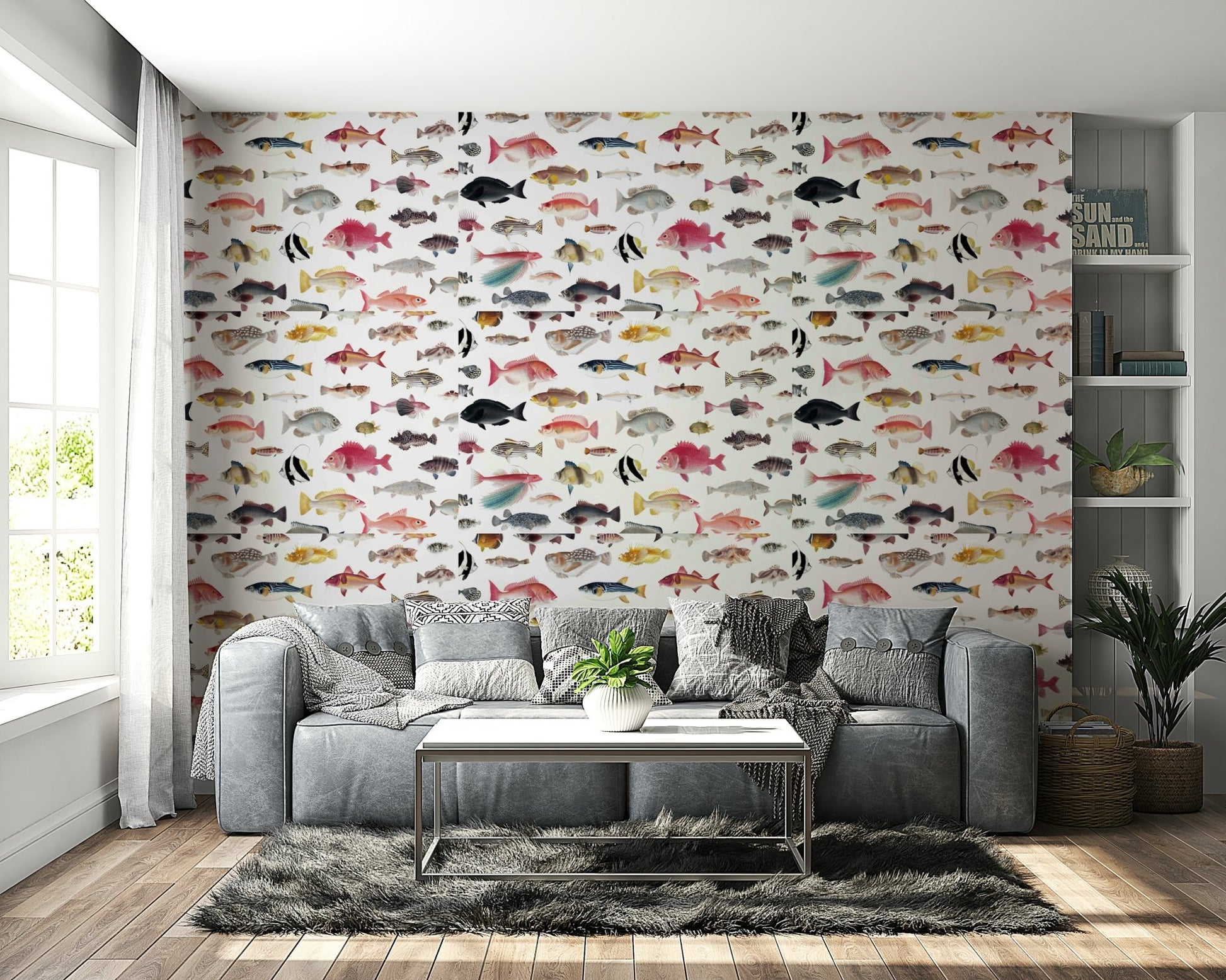 Blue marine wallpaper with bubbles and jellyfish

