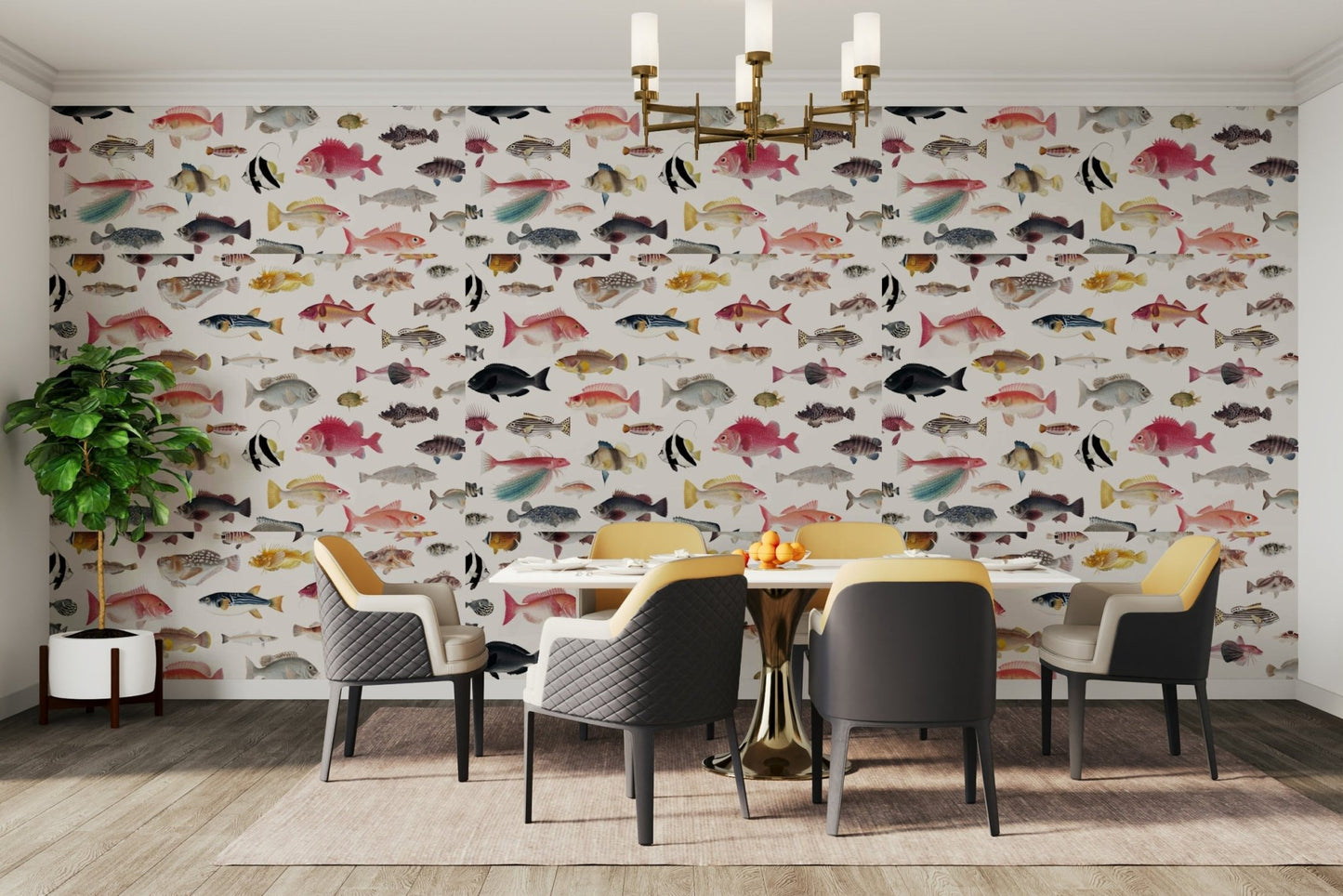 Aquarium wall decor with serene underwater elements

